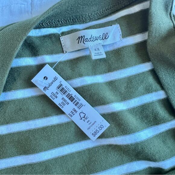 Madewell Plus Organic Cotton Crewneck Tank Midi Dress in Stripe Green NWT 4X - Picture 5 of 9